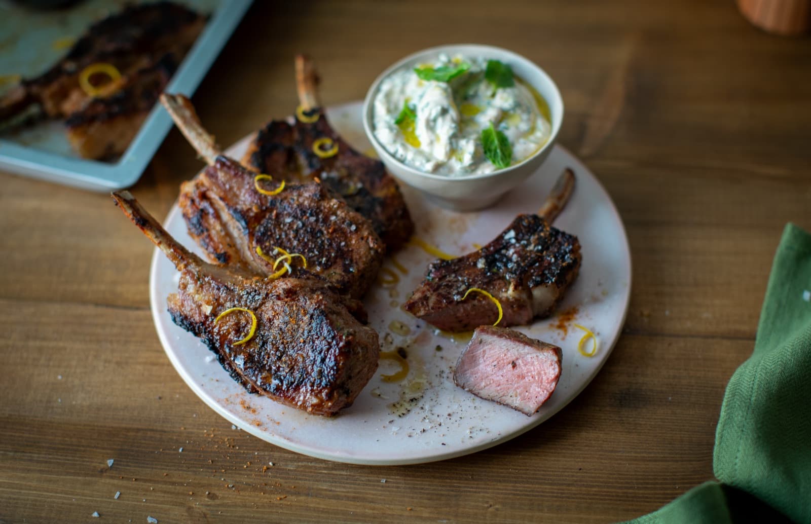 Chargrilled lamb chops with mint and yoghurt