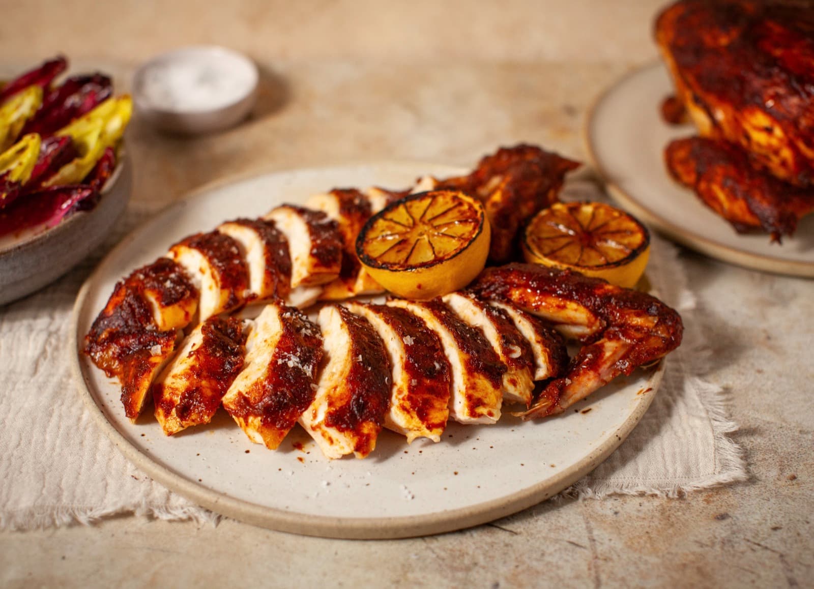 Piri-piri chicken with charred lemon and chicory