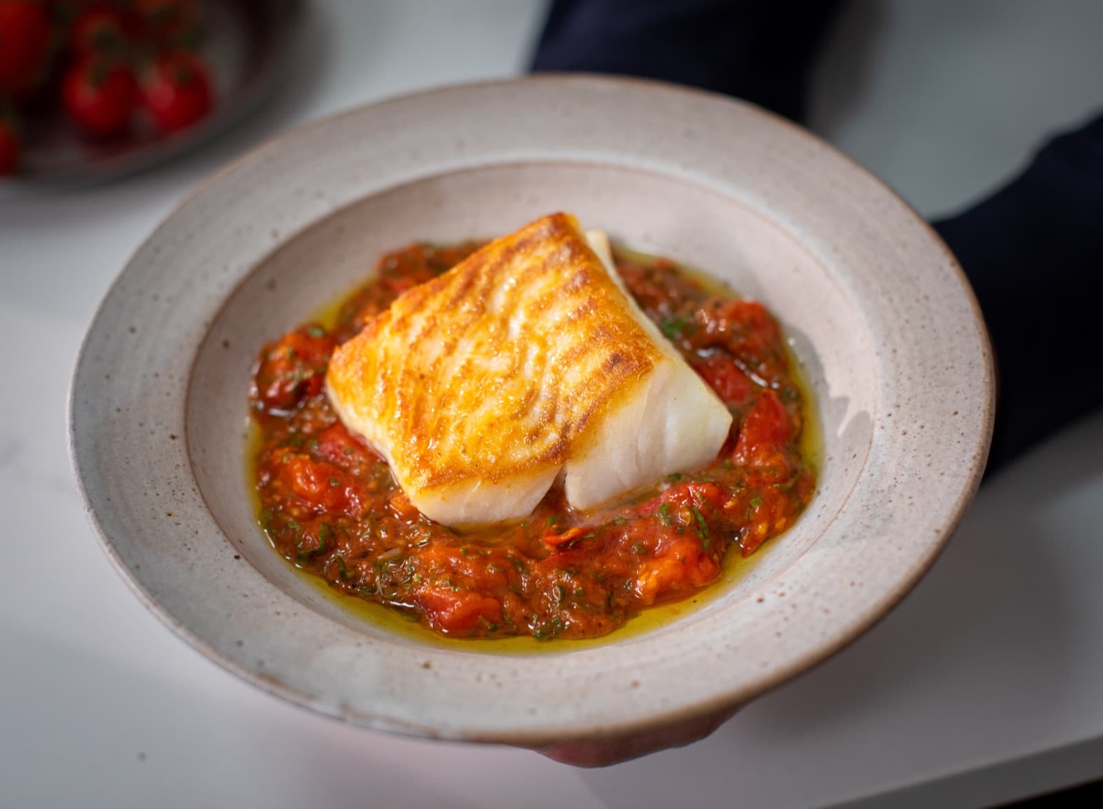 Roasted Cod with Warm Bois Boudran sauce