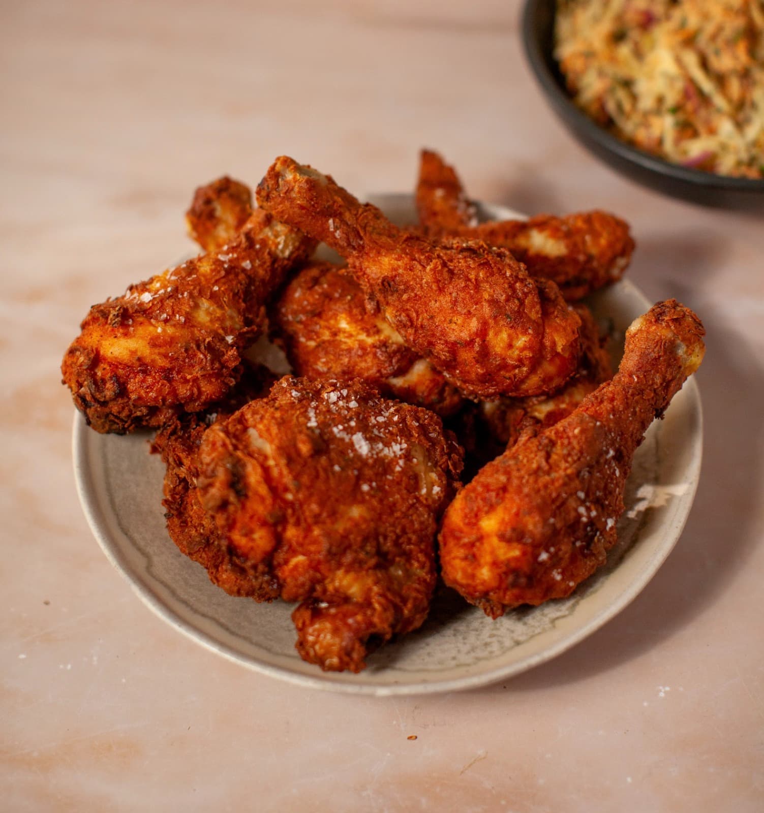 Southern fried chicken with coleslaw
