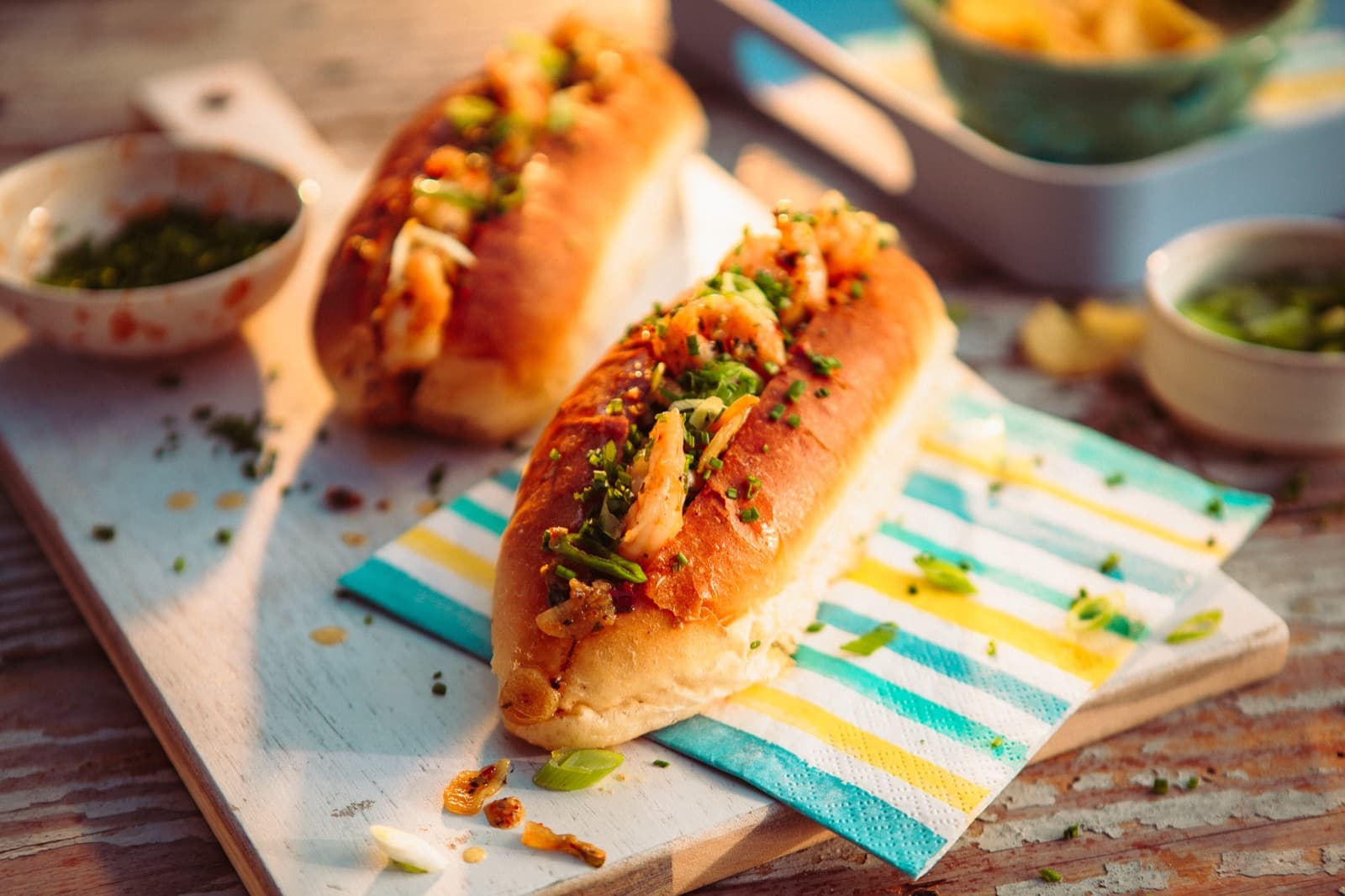 Chilli Butter Prawns On Toasted Brioche