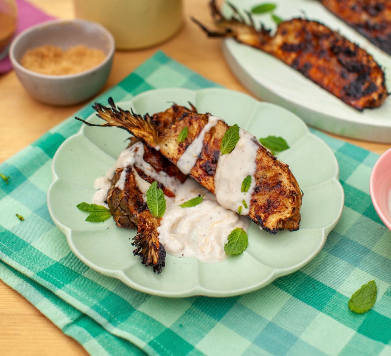 Grilled pineapple with coconut custard