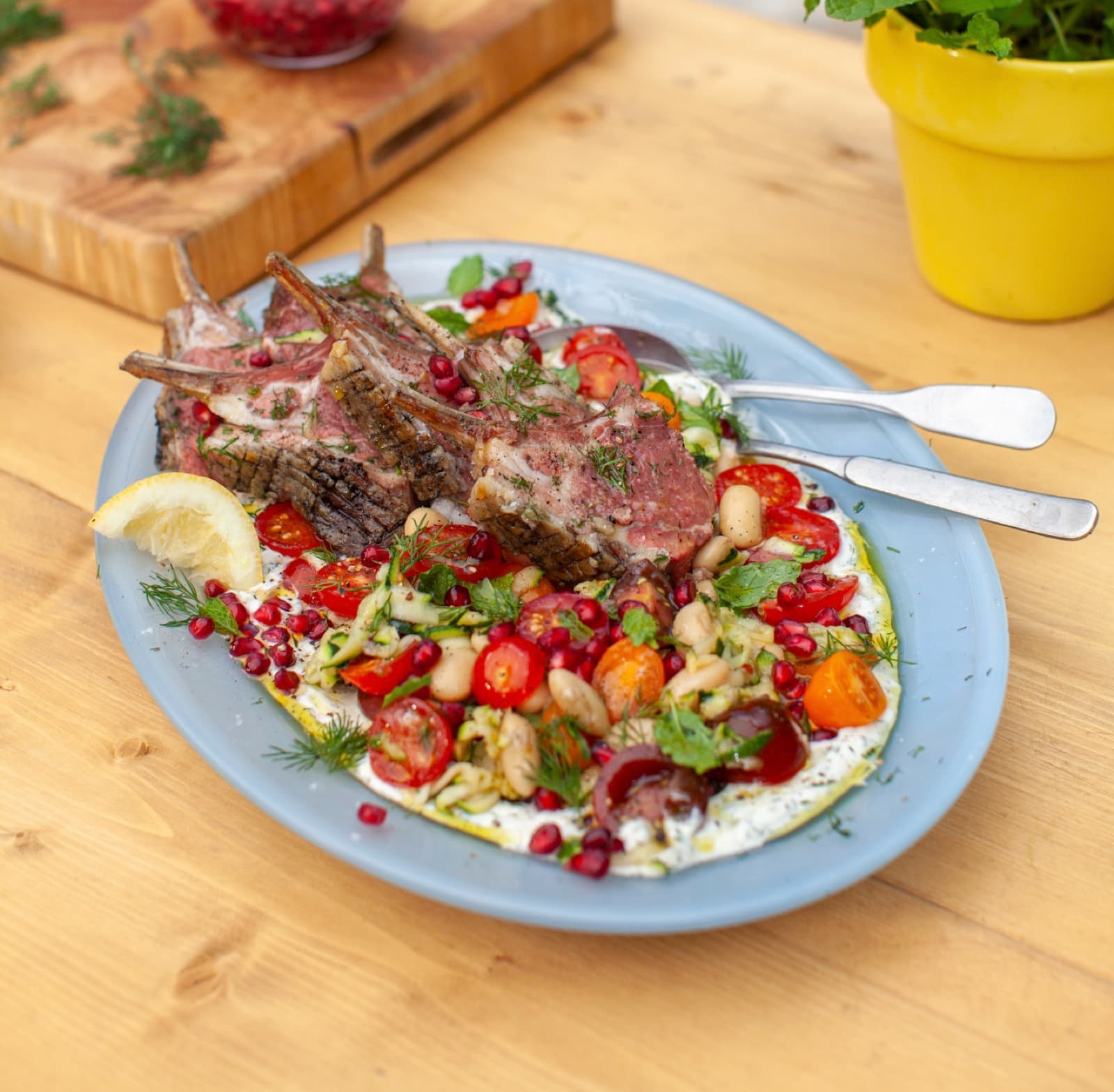 Grilled Rack of Lamb with Butterbean Salad