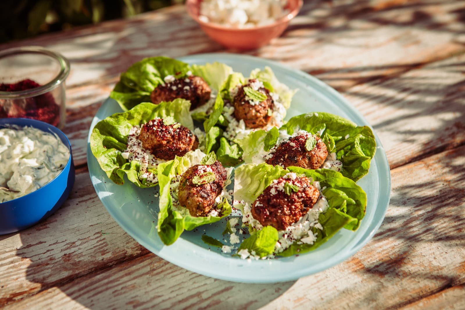 Lettuce Cup Lamb Koftas with Mint Yoghurt