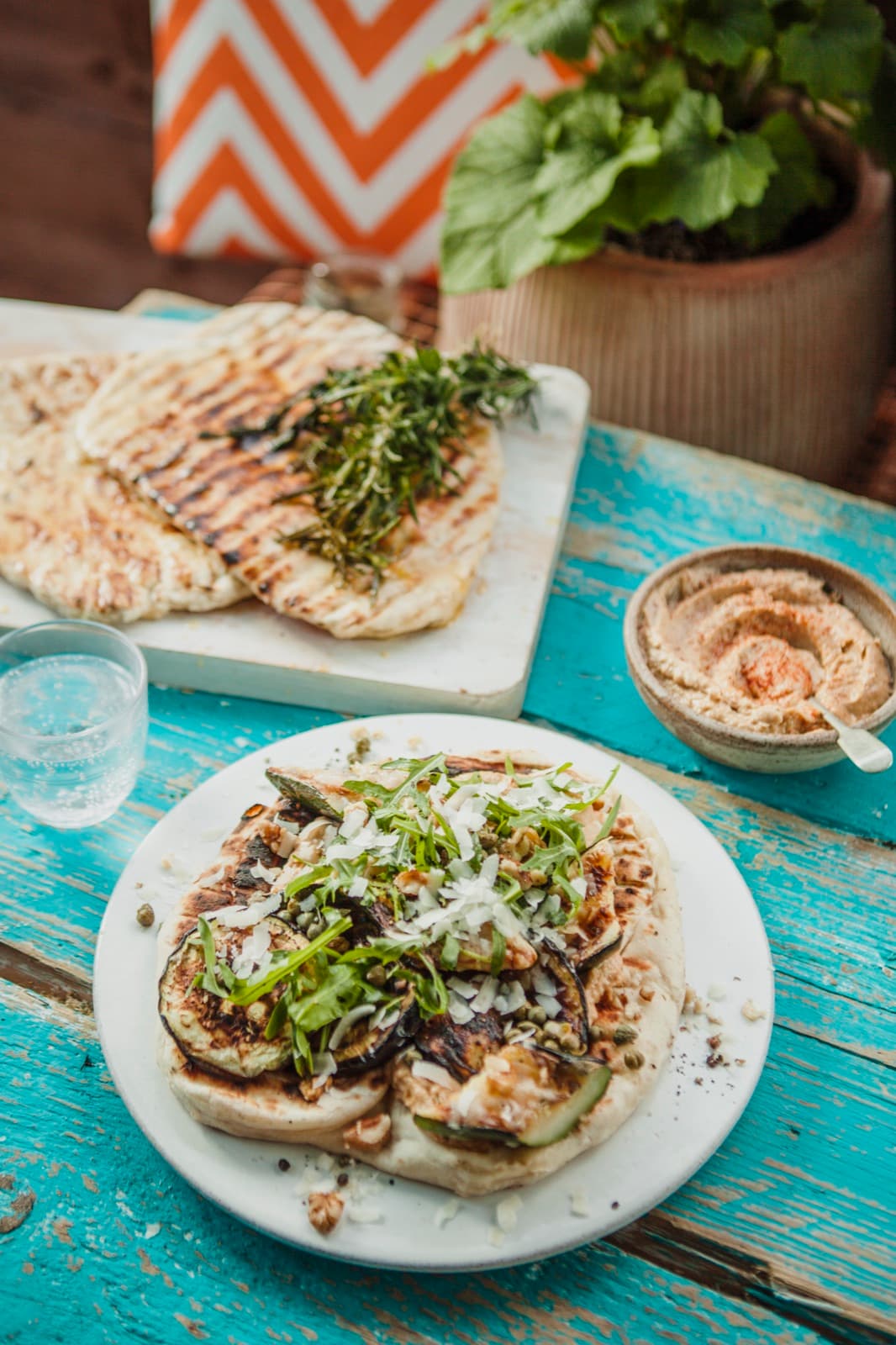 Smoked Hummus & Grilled Veggie Flatbread
