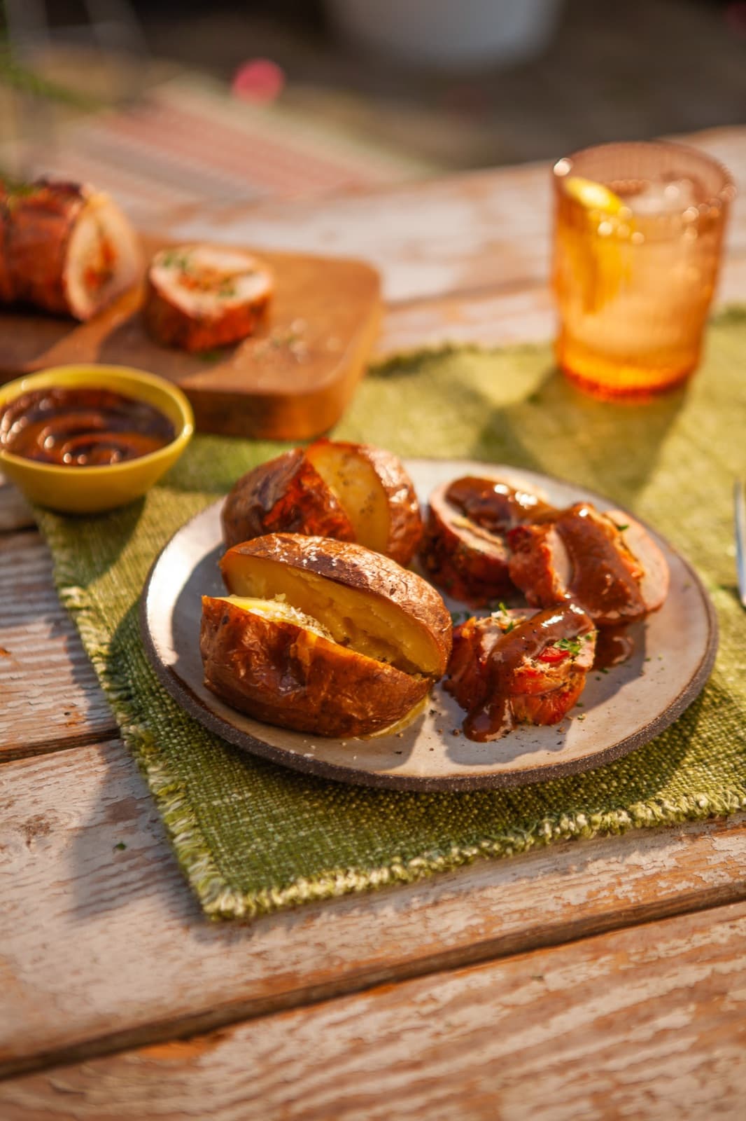 Stuffed Pork Loin with Roasted Apple Sauce
