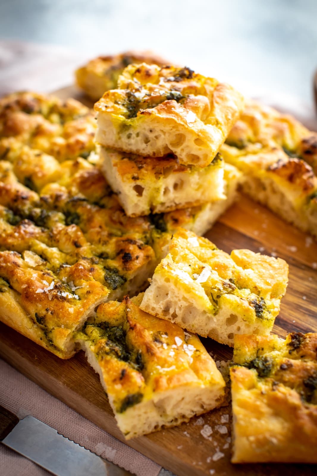 No-Knead Garlic & Basil Focaccia