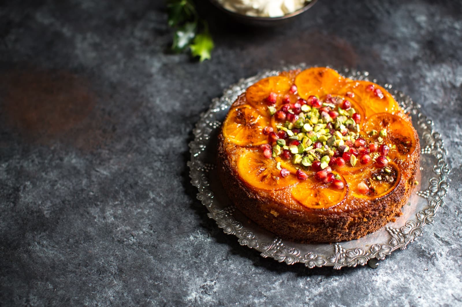 Winter Citrus Polenta Cake with Pomegranate & Rose Mascarpone Clouds