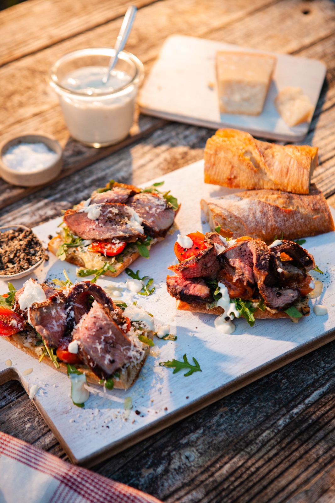 Grilled Steak Sandwich with Roast Shallot, Garlic & Tarragon Butter and Horseradish Mayo