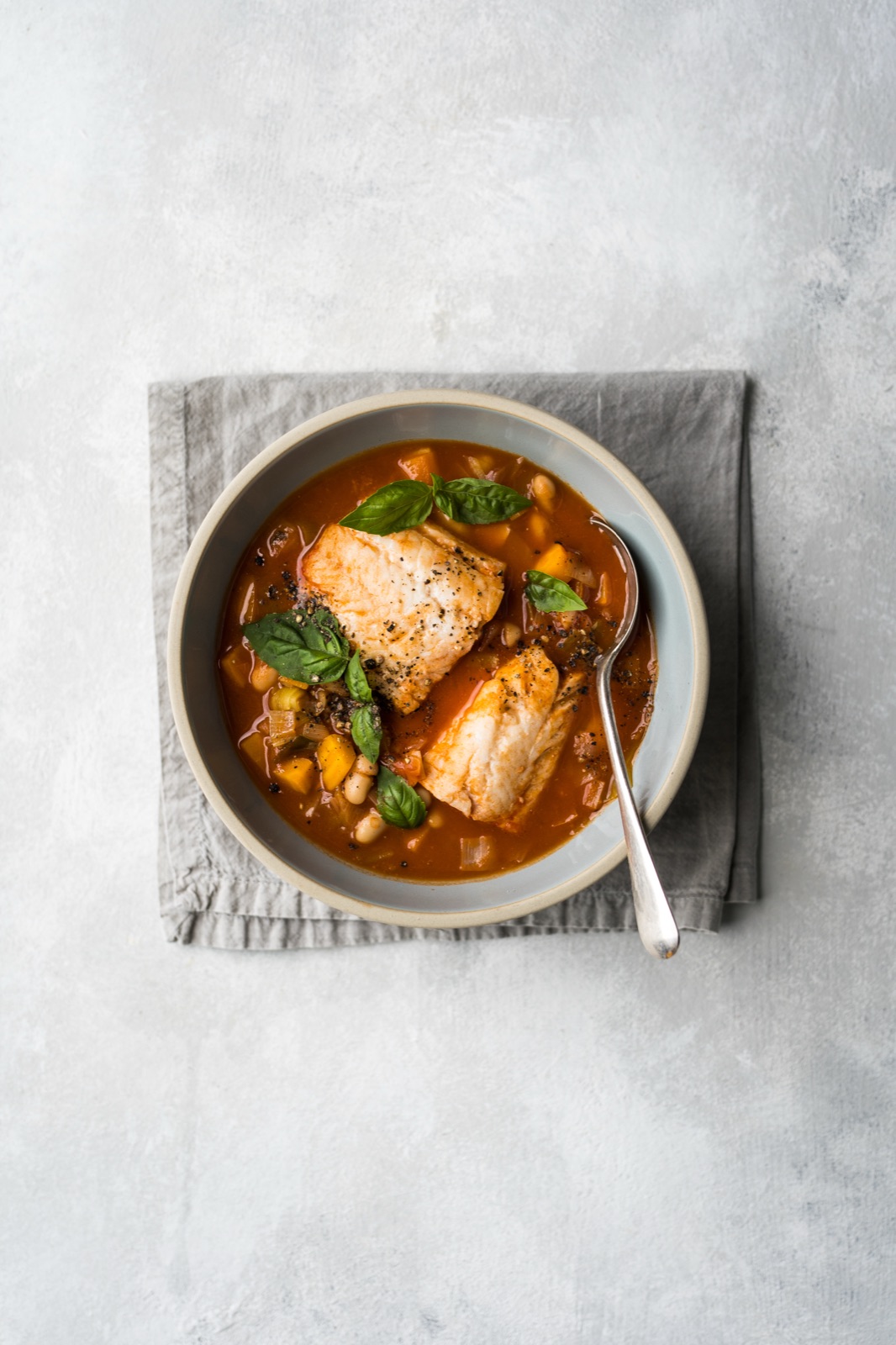 One-pan Tomato & Bean Fish Chowder